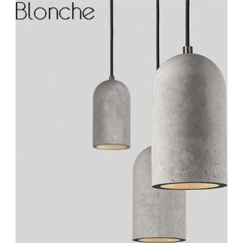 Vintage Pendant Lights Led Cement Pipe Hanging Lamp for Kitchen Industrial Loft Decor Home Light Fixtures Suspension Luminaire