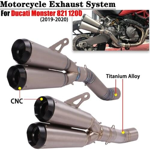 Motorcycle Exhaust System For Ducati Monster 821 1200 2019-2020 Titanium Alloy Middle Link Pipe Escape Moto Modify Muffler Tube