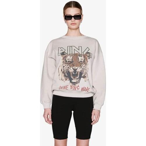 Women Hoodie 2021 Autumn and Winter Tiger Head Print Khaki Fleece 100% Cotton Women Sweatshirt