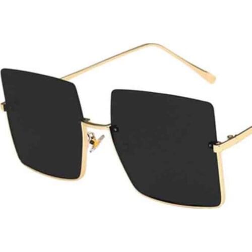 Oversized Half Frame Trimming Women Sunglasses Retro Female Metal Big Frames Sun Glasses Gradient Shading Eyewear UV400 AG64