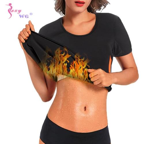 SEXYWG Neoprene Sanna Hot Sweat Top for Women Body Shaper Waist Trainer Workout T Shirt Weight Loss Fat Burning Shapewear