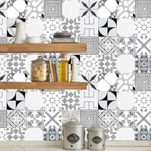 10/15/20/30cm Retro Pattern Tile Sticker PVC Bathroom Kitchen Waterproof Wall Stickers DIY Wall Art Mural Peel & Stick