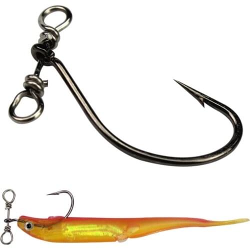 10/20pcs Down Shot Rig Hook for Fishing Lure Black Nickel Crank Single Fish Lure Hooks Double Hole Swivel High Carbon Steel