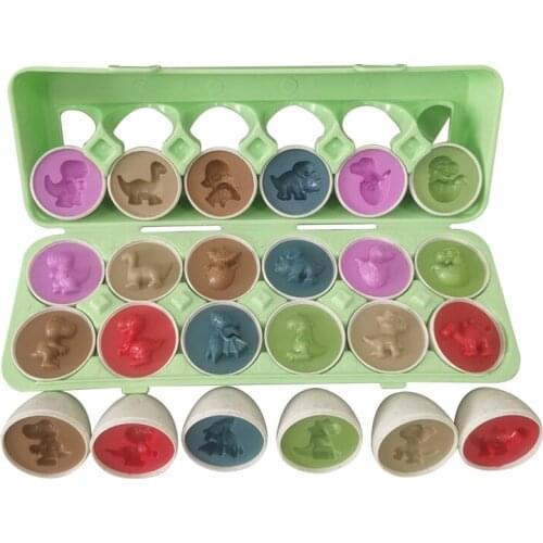 12Pcs Easter Dinosaur Eggs Sensory Early Learning Fine Motor Skills Toys Educational Color Shape Puzzle Gifts