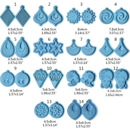 13MC Earrings Epoxy Resin Mold DIY Crafts Jewelry Necklace Ear Studs Casting Mold Keychain Pendant Silicone Mould