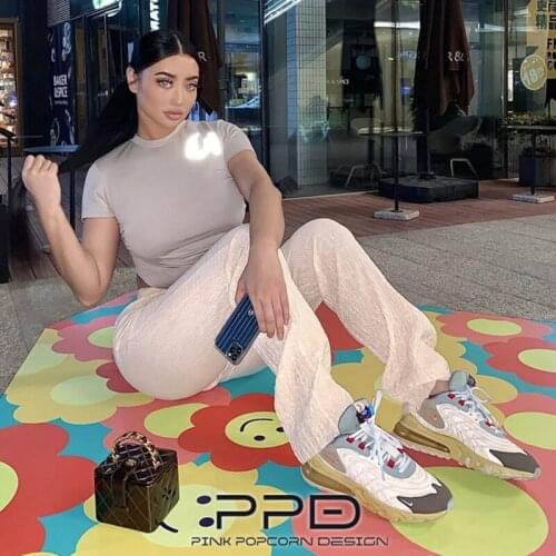 3 Colors European American Style Retro Y2k Thin Drape Bubble Cotton Elastic Waist Casual Straight Trousers