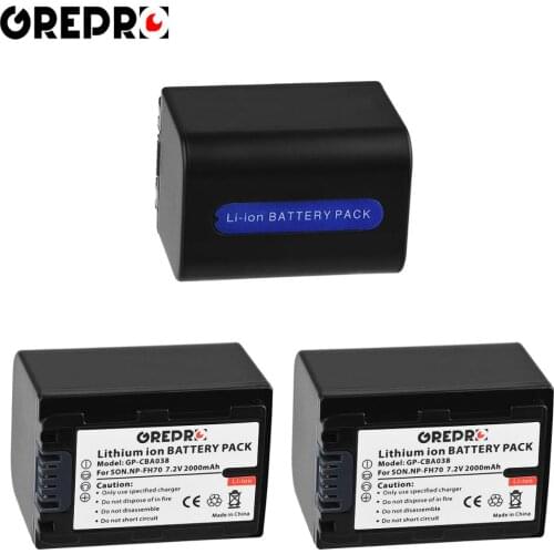 3Pcs NP-FH70 NPFH70 NP FH70 Battery for Sony HDR-CX12E, HDR-CX7E, HDR-SR10E, HDR-SR12E / SR11E, HDR-SR5E NP FH60, FV50 FH 50