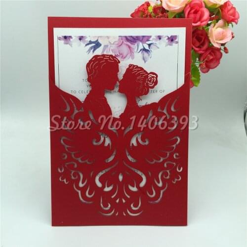 30pcs 12x18 Laser Cut Bride and Groom Personalized Wedding Invitations Card Craft Card for Party with Inner Card Party Supplies