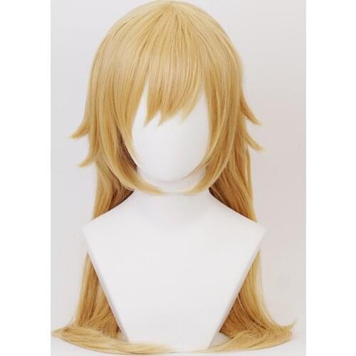60cm Golden Long Synthetic Hair Oshino Shinobu Cosplay Wigs + Wig Cap