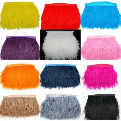 8-10cm Width Multi Color Natural Ostrich Feather Lace Ribbon DIY Sewing Accessories For Crafts/Costome/Home/Party Decoration