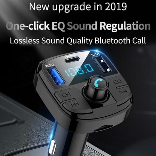 Onever Bluetooth 5.0 Fm Transmitter Car Kit MP3 Modulator Car Charger QC3.0 Double USB With LED Lattice screen EQ Mode 2019 NEW