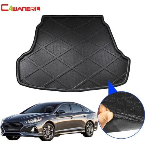 Cawanerl Car Styling Rear Cargo Mat Boot Tray Liner Floor Trunk Carpet Kick Mud Pad For Hyundai Sonata (LF) Sedan 2015-2018
