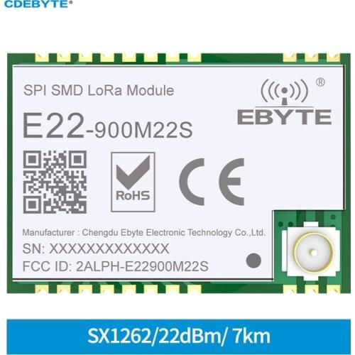 Chip SX1262 868MHz 915MHz E22-900M22S Ultra Low Consumption 160mW IPX Stamp Hole Antenna IoT uhf Wireless Transceiver