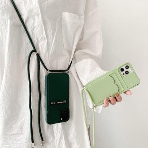 Camera Lens Card Package Crossbody Necklace Lanyard Phone Case For iPhone 12 11 Pro Max X XR XS Max 7 8 Plus SE 2020 11 Pro Capa