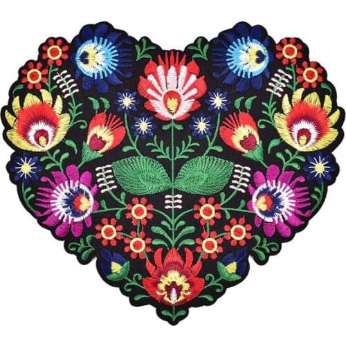 Flower Embroidery Applique For DIY Clothes Jackets Patch Applique For Clothing Iron On Heart Shape Sewing Craft Patches
