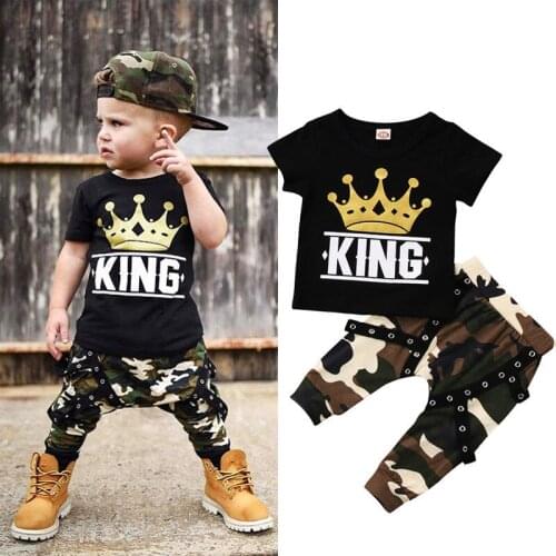 0-5Y Newborn 2PCS Set Baby Boys Tops Kids T-shirt Camo Pants Outfits Boy Clothes Set