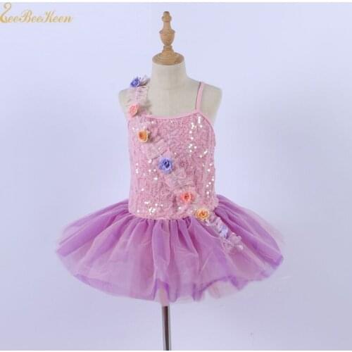 Children Professional Ballet costume For Women Girl Pink Sequin Flower Stage Performance Dance Dress Ballerina Tutu Ballet Dress