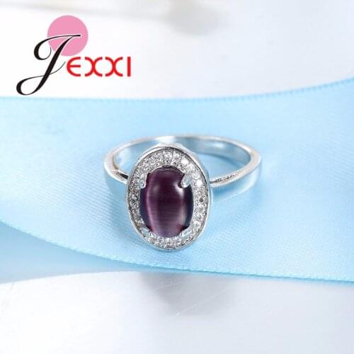 Elegant 925 Sterling Silver Purple Stone Cubic Zironia Rings For Woman Wedding Engagement Accessory Christmas Gift Anillos