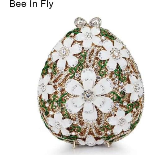 Elegant Women Crystal Evening Clutch Bags Bridal Floral Handbag and Purse Wedding Party Diamond Bag Crystal Minaudiere Party Bag