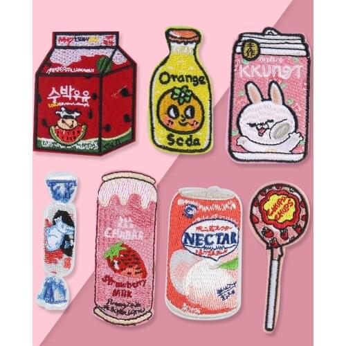 Exquisite Patches for clothing Cartoon cute bottle snack Embroidery cloth sticker Parches