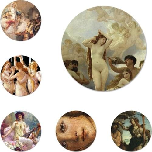 Art Paintings The Birth Of Venus Icons Pins Badge Decoration Brooches Metal Badges For Backpack Decoration 58mm