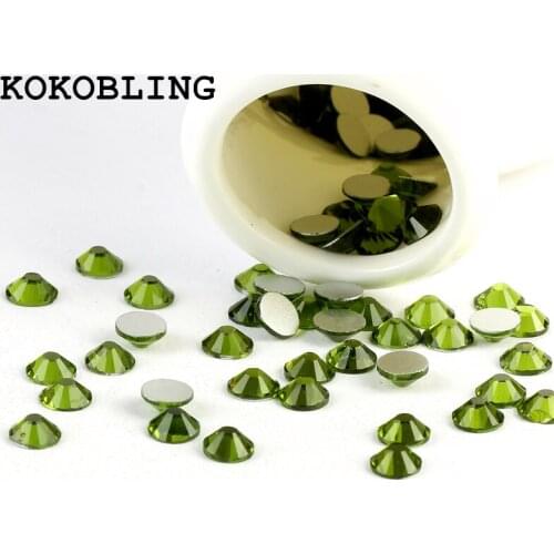 KOKOBLING ss3 -ss30 Flat Back Best Crystal Olive ( 3d Nail Art decorations ) Non Hot Fix Glue on Rhinestones for nails diy