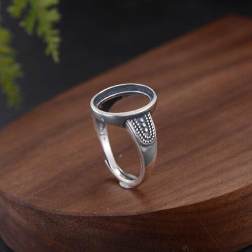 Ring Blank (10x14mm Oval Blank) Adjustable Thai Sterling Silver Ring Base Oval Cabochon Ring Setting R934B