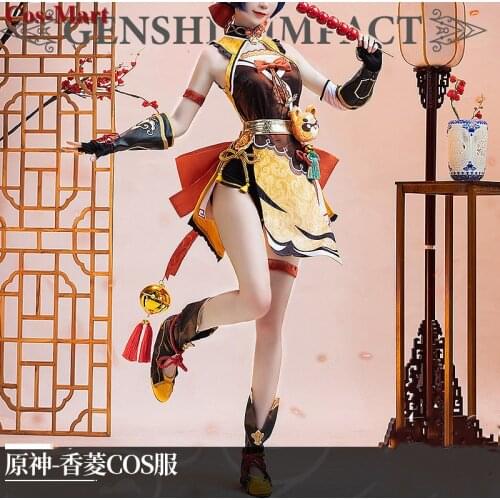 Hot Game Genshin Impact Xiangling Cosplay Costume Sweet Cute Combat Uniform Female Activity Party Role Play Clothing S-L New