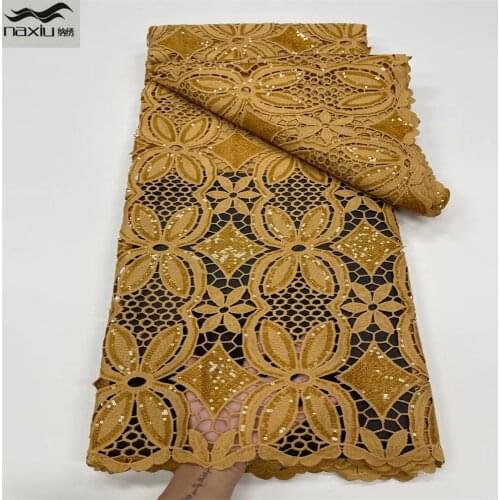 Madison African Cord Milk Silk Lace Fabric 2021 High Quality Water Soluble Nigerian Guipure Sequins Lace Fabric For Wedding