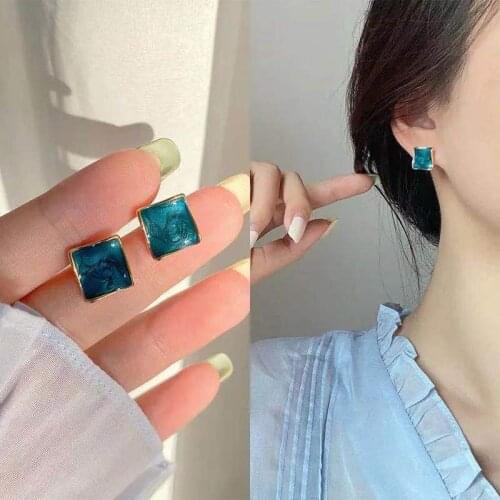 Dripping Oil Square Earrings Exquisite Golden Mini Earrings Fashion Earrings Ladies Ladies Jewelry Gifts