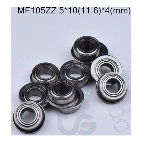MF105ZZ 5*10(11.6)*4(mm) 10pieces Flange bearing metal sealed free shipping ABEC-5 chrome steel miniature bearings hardware