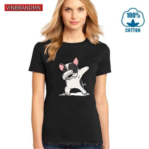 Fashion Dabbing Pied French Bulldog T-shirts Dog Lover T shirt Women Funny 100% Cotton Dog Dab Tshirt 2020 Newest Brand Clothing