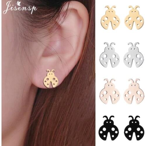 Fashion Cute Animal Stud Earrings for Women Child Stainless Steel Jewelry Vivid Beetle Scarab Earing Piercing Jewelry Accessory