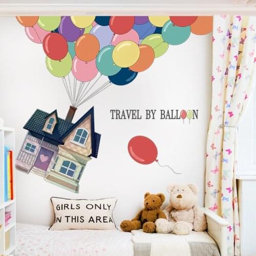 Cartoon Colorful Building Animals Hot Air Balloon Wall Stickers for Baby Rooms Bedroom Decorations Home Decor Nursery Stickers