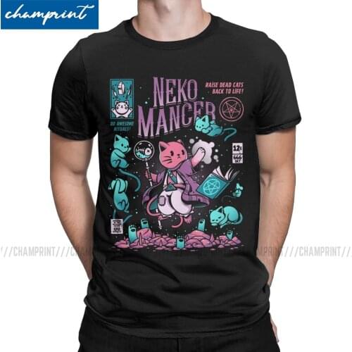 Nekomancer Tee Shirt Neko Mancer Vaporwave Aesthetic Top Dead Cats Back To Life Gothic Witch T-Shirts for Men 2020 Printed