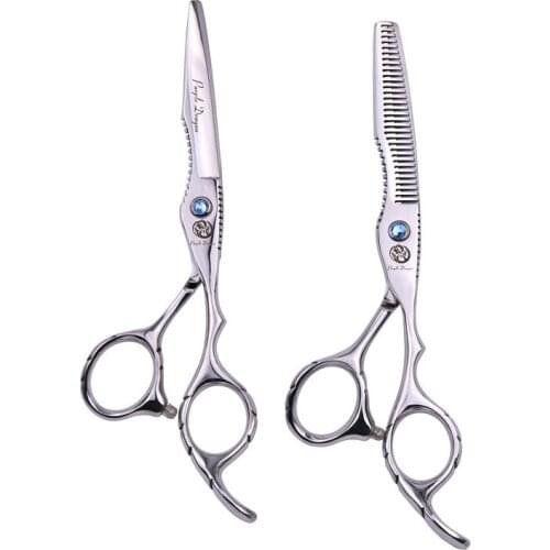 Purple Dragon 6 inch Silver Professional Barber Salon Tools Hair Cutting &amp Thinning Hot Shears Set Hairdressing Scissors