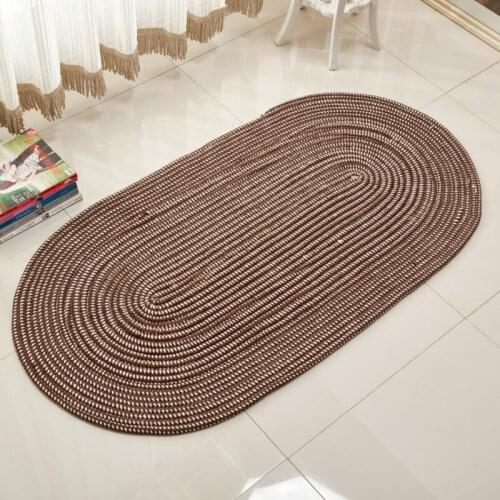 Simple Solid Color Cotton Linen Handmade Carpets Absorbent Non-slip Foot Pads Super Soft Area Rugs Home Decor