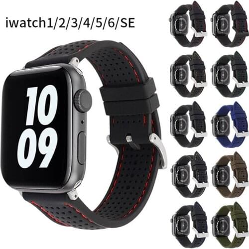 Silicone Strap for Apple Watch Band 44mm 40mm 42mm 38mm Sport Waterproof Rubber Wrist Bracelet for iWatch Series SE 6 5 4 3 2 1