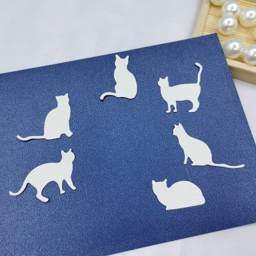 Six Cats Metal Cutting Dies Scrapbooking Embossing Folders for Card Making Craft DIY Clear Stamps and Slimline Die Cut Molds