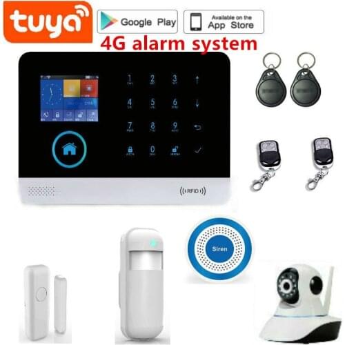 2.4 Inch TFT Screen WIFI 4G GSM Home Burglar Security Alarm System Wire Motion Detector APP Control Fire Smoke Detector Alarm