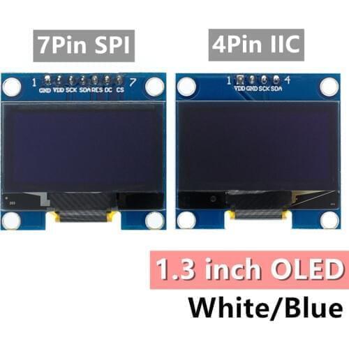 10pcs 1.3 inch OLED module white/blue SPI/IIC I2C Communicate color 128X64 1.3 inch OLED LCD LED Display Module 1.3"OLED module
