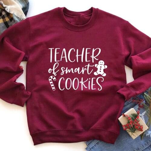 Teacher Of Smart Cookies Sweatshirt Cute Baking Christmas Gift Sweatshirt For Teacher Funny Women Long Sleeve Holiday Pullovers
