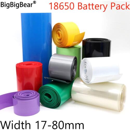 17mm ~ 80mm 18650 Lithium Battery Heat Shrink Tubing PVC Shrinkable Film Tube Sleeves Li-ion Wrap Cover Skin Insulation Sheath