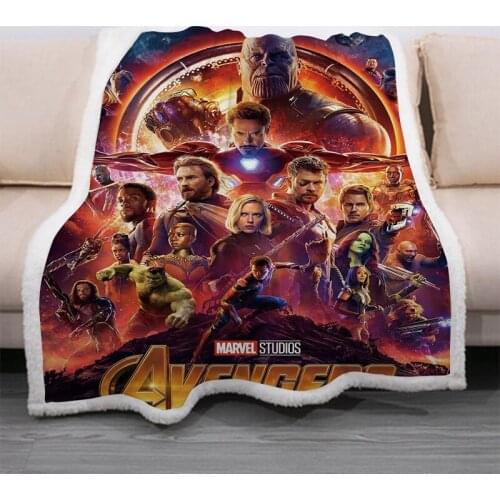 Heroic Figure Captain America Sherpa Blanket Throw Thick Double-layer Soft Plush Avengers Endgame Iron Man 3d Printing Blanket