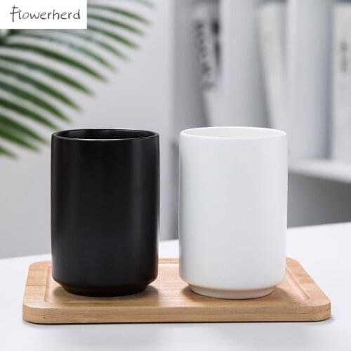 Japanese Black White Ceramic Tea Cup Porcelain Teacup Teaware Kung Fu Tea Set Cup Straight Cup Teacups Water Cup Bamboo Tea Tray