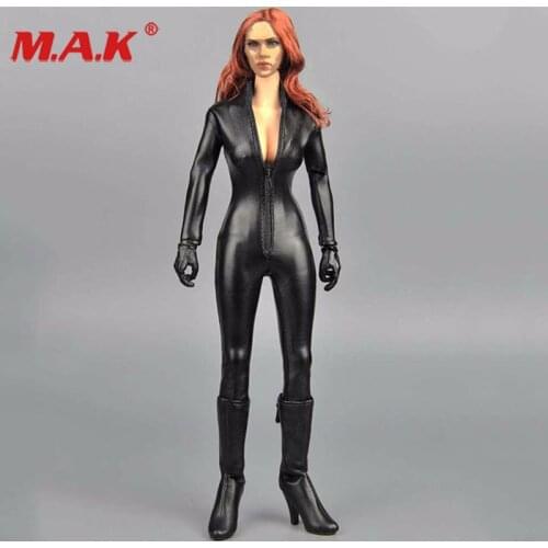 1/6 scale woman girl clothing 12" figure clothes black female jumpsuit leather corsetry for action figures bodies accessories