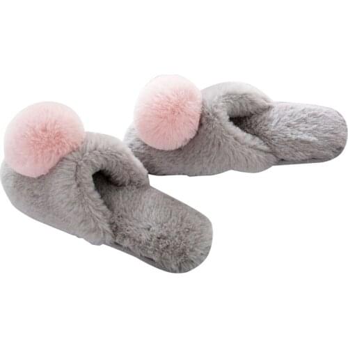 Slippers Ladies for Home Big pom pom Lovely Womens Slipper Platform Warm Winter Slippers Plush Lovely Soft Slippers Shoes