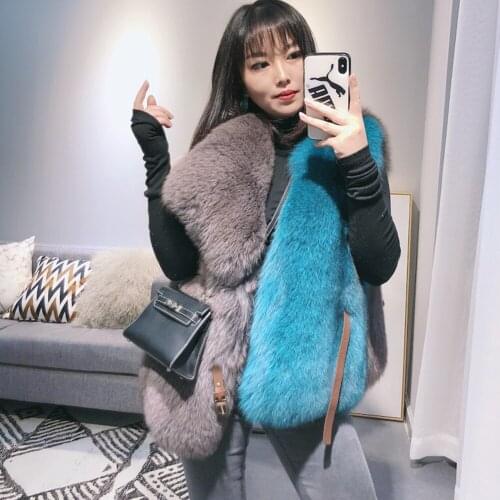 Womens Fox Fur Vest Womens Autumn And Winter New Genuine Leather Vest Womens Winter Vest