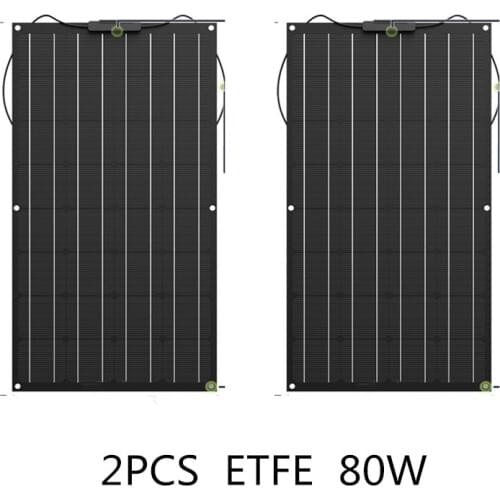 1pcs or 2pcs 80w Flexible Solar Panel ETFE Film Coating Monocrystalline solar cell 12V 24V Battery Charger For Boat Camping