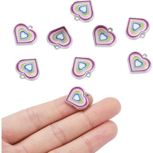 10pcs Heart Love Metal Charms Craft Metal Pandent Keychain DIY Jewelry Making Zinc Alloy